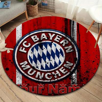FC Bayern Munchen Custom Name Round Area Rug,Carpet Rug for Living Room Bedroom Sofa Playroom Decor,Non-slip Floor Mat