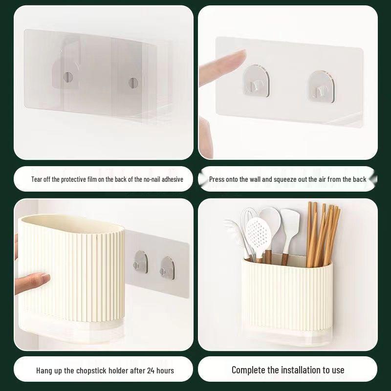 Wall-Mounted Chopstick and Spoon Holder Basket