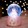Iridescent Castle Snowfall Crystal Ball Music Box for Kids - Dreamy Fairy Tale Carriage.