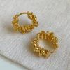 Irregular C Stud Earrings for Women Gold/Silver Water Ripple Pattern Glossy Geometric Metal Ear Accessories Party Gift