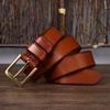 Belt Men's Wide Pure Brass Buckle Leather Pin Buckle First Layer Pure Cattlehide Stylish Simple and Versatile Casual Pants Belt