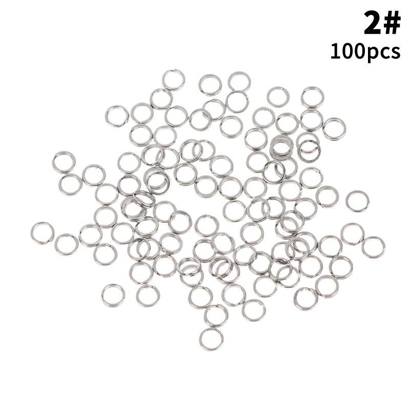 Fishing Split Rings 100Pcs Stainless Steel Lure Rings Saltwater Terminal Tackles Split Rings Fishing Connectors Snap Rings