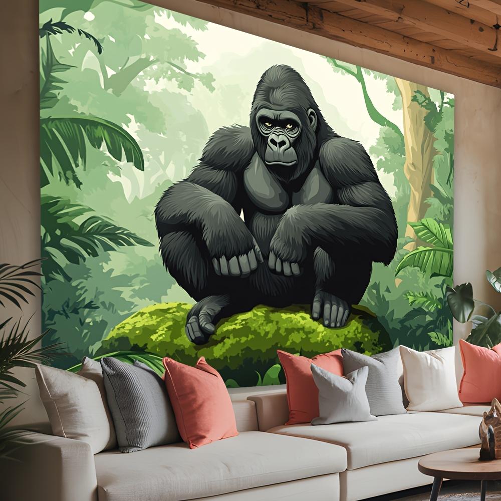 Majestic Gorilla in the Jungle Tapestry  Perfect for Adding Bold and Natural Style to Any Room Decor Ideal for Home Use