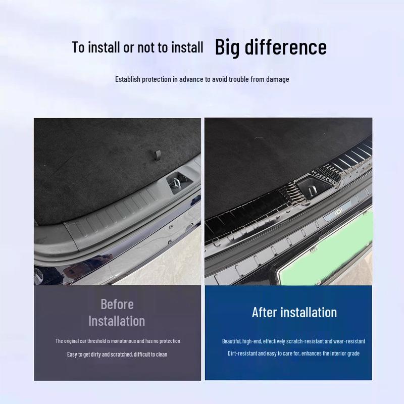 Q07 Qi Yuan Trunk Guard: Stainless Steel & Carbon Fiber Anti-Scratch Interior Trim