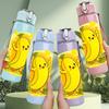 1PC Banana Fruit Cartoon 750ml Color Plastic Sports Water Bottle Leakproof Flip Straw Lid Suitable for Sports Office Home Use