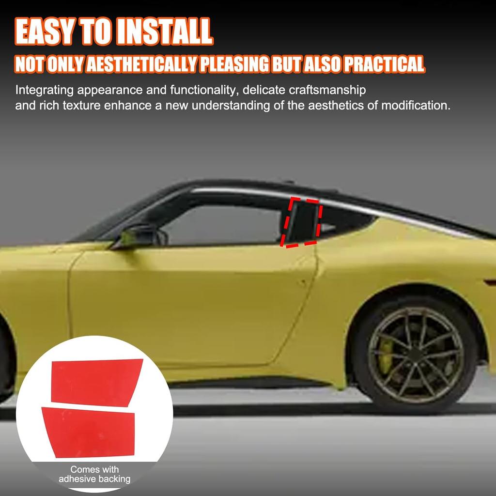 Car C-Pillar Window Panel Cover Trim Compatible with Nissan Z Fairlady 400Z RZ34 2023-2025,Soft Carbon Fiber C-Pillar Trim Molding Cover Decorative