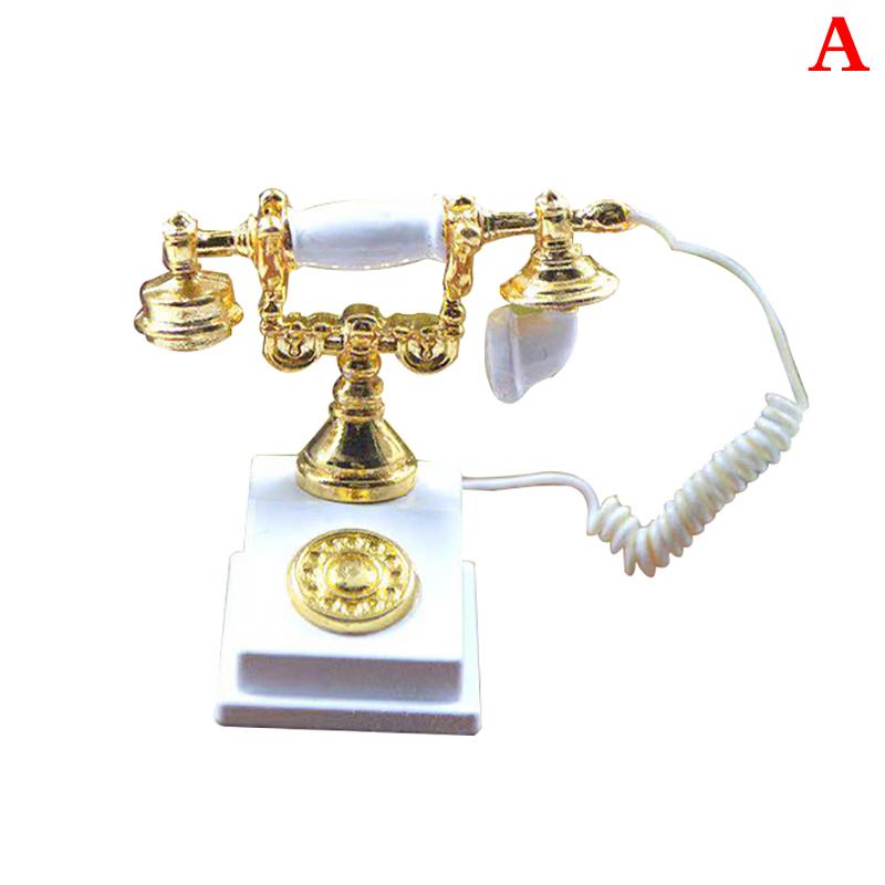 1:12 Doll House Accessories Retro Nostalgic Phone Model Simulation Life Scene