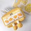 Cartoon Cute Bread Sandwich Pencil Case Holder Plush Bag Funny Creative Plush Pencil Cases Student Stationery Tissue Boxes