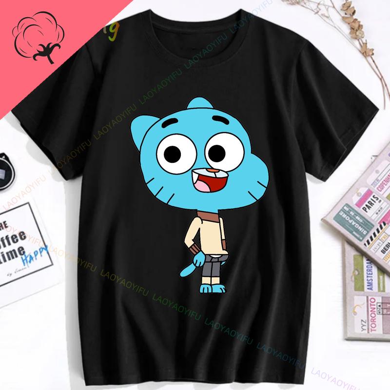 Funny Korean Amazing World Gumball Tshirt 100 Cotton Boys and Girls Y2k Clothes Short Sleeve Tee Mens Clothing
