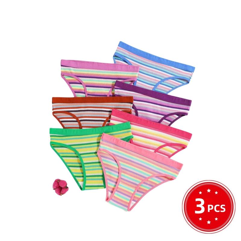 

Комплект из 3 женских трусиков, хлопковые стринги, простое полосатое женское нижнее белье, сексуальное спортивное удобное горячее белье-стринги S