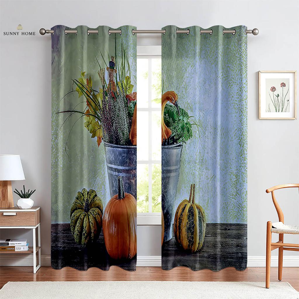 Halloween Skull Cartoon Print Curtains Suitable For Children's Room Living Room Restaurant Holiday Party Decoration Curtains