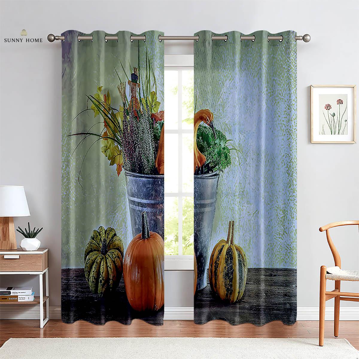 

Halloween Theme Skull Style Cartoon Style Pattern Print Window Curtains Ideal For Children Room Living Space Restaurant Holiday Gathering W50xH140(CM)x2PCS&Grommet Top