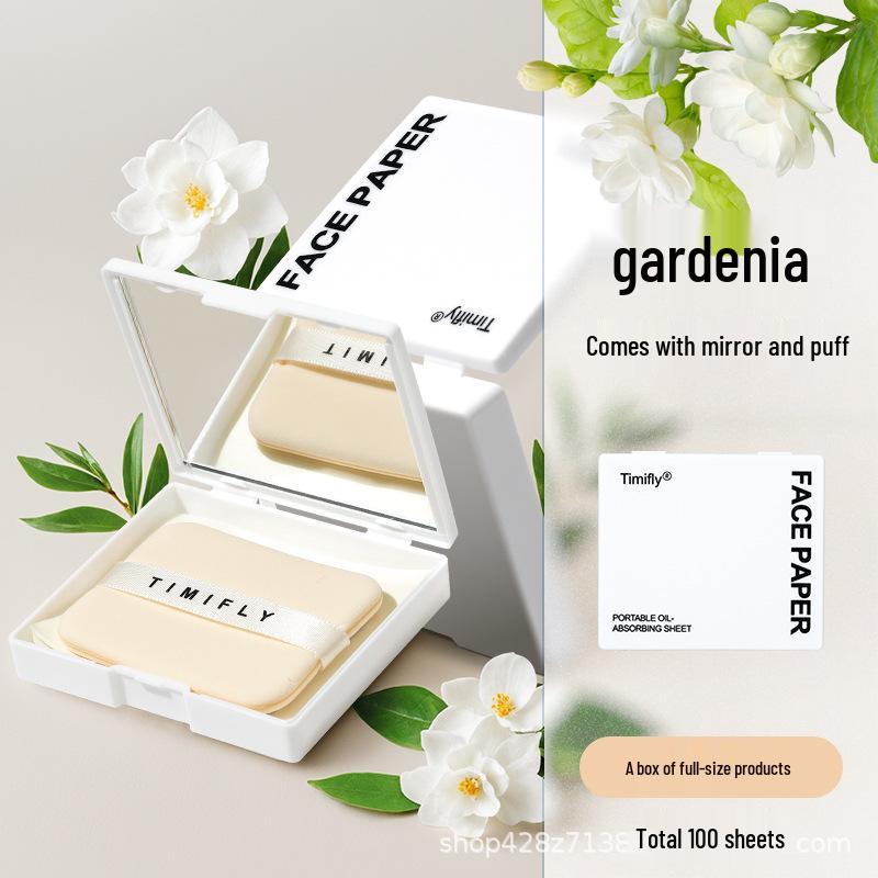Oil-Absorbing Face Paper with Puff & Mirror - Unisex Refreshing Oil Control