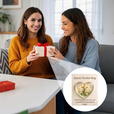 Câlin de poche de Pâques avec carte de vœux Forme de cœur d'amour Lapin Œuf Mouton Fleur Jeton Câlin de poche Fête de fête Souvenir Cadeau