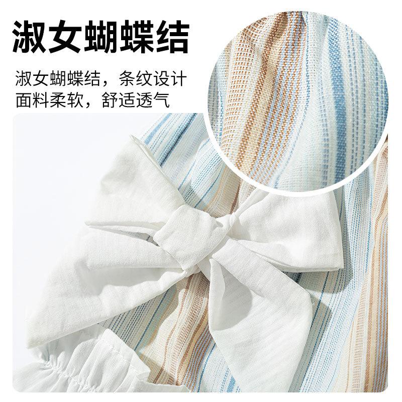 25 Years Old New Dog Clothes Spring and Summer Striped Lady Bow Suspender Skirt Medium and Small Dog Pet Dress