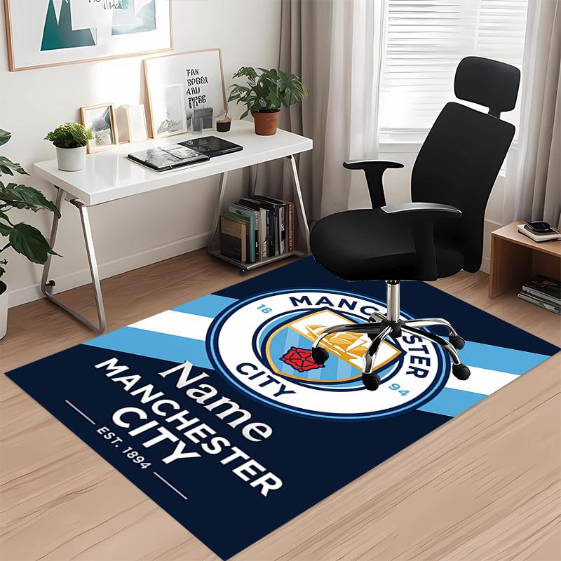 Custom Name Manchester City Printed Carpet Rug For Office Chair Living Room Bedroom Kitchen Room Decor Gifts
