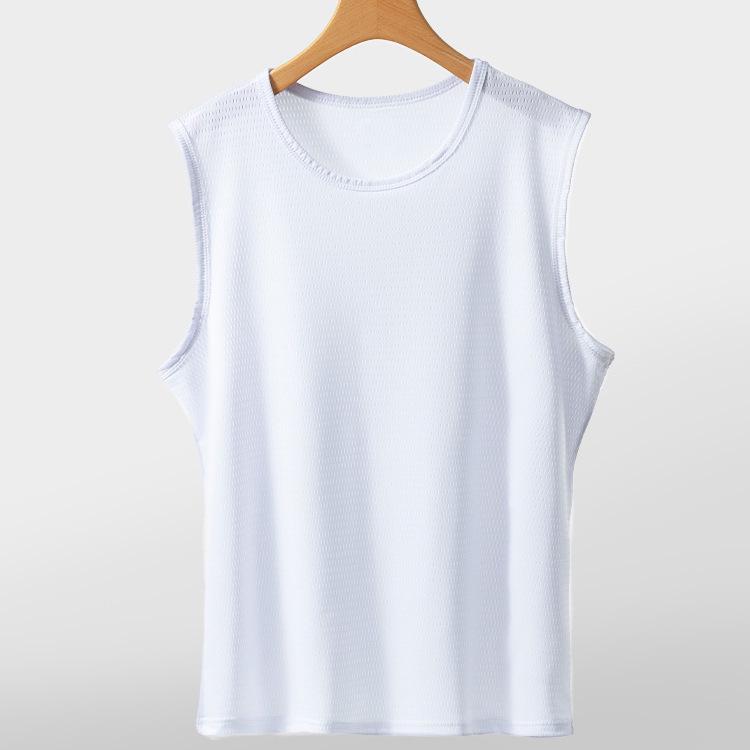 Pánská letní fitness ledová hedvábná síťovaná tílka bez rukávů rychleschnoucí