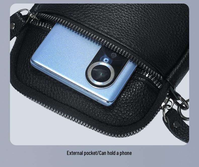 Unisex Large Capacity Leather Crossbody Phone Bag
