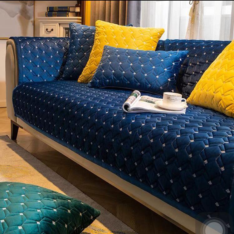 Moderne lys luksus sofa pute stoff massivt tre Sklisikker ensfarge brodert skinn Sofa trekk Pute