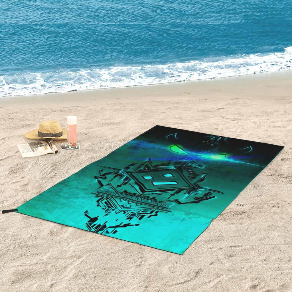 Video Game Geometry Dash Beach Towel Soft Microfiber Quick Dry Absorbent Quick Towels For Swimming