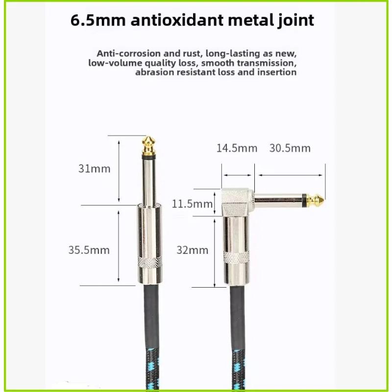 6.35mm Audio Cables TRS 1/4 Inch 6.5mm Audio Cable for Electric Guitar Bass 1.5/3/6M Gold Plated Shielded Low Noice Jack Cable
