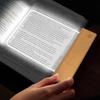 Book Light, Dimmable LED Reading Light 3 Color Flat Book Lamp for Reading, Rechargeable Page Light with Wooden Base and Scratch-Resistant Panel,
