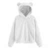 Winter Korean Fashion Bear Ears Cute Loose Hoodie Fluffy Hooded Warm Sweatshirt Long Sleeve Top Solid Pullover Clothes For Women