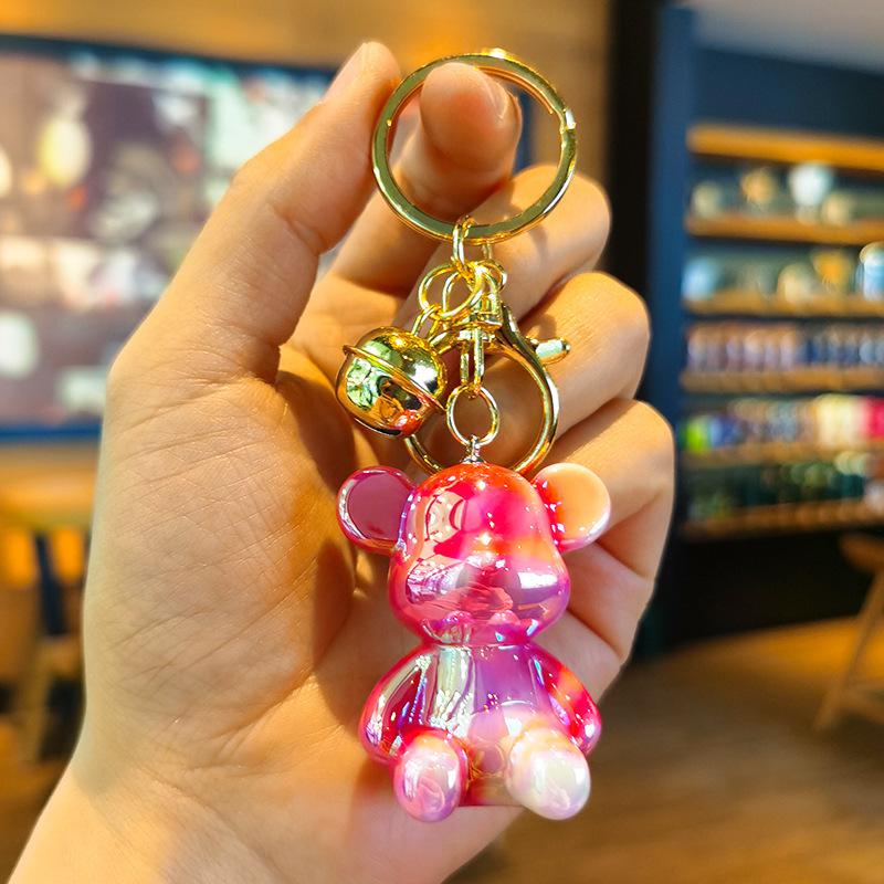 Acrylic Bear Figurine Keychain Cartoon Vibrant Color Couple's Keychain Kawaii Cute Personalized Gifts Y2k Fashion Toys Anime
