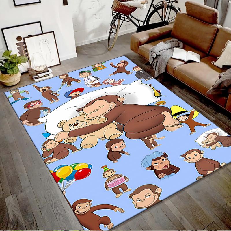 1pc Curious George (2) Design Printed Area Rug Carpet for Bedroom Living Room Home Decor Rugs Mat Non Slip Mat Rug for Bedside