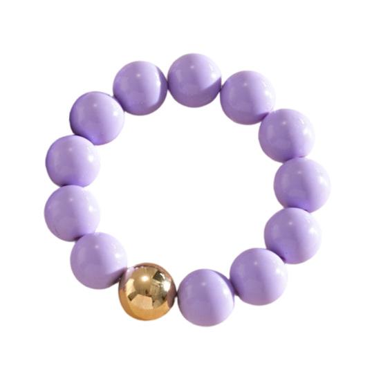 Perlenschmuck für Damen, Acryl-Kettenhalsband mit großen Perlen, Elastisches Armband mit runden Perlen, Sommerliches Retro-Accessoire