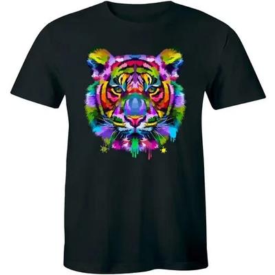 Colorful Tiger Face Shirt Neture Wild Animal Pet Lovers Tee Men's T-shirt