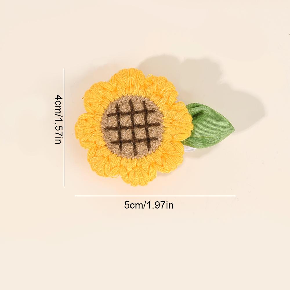 2 szt. Klipsy do włosów ze słonecznikiem DIY Dzianinowe spinki do włosów dla dziewczynek do noszenia na co dzień Ręcznie robione Dziecięce zabawne akcesoria do szkoły na imprezę Nakrycie głowy