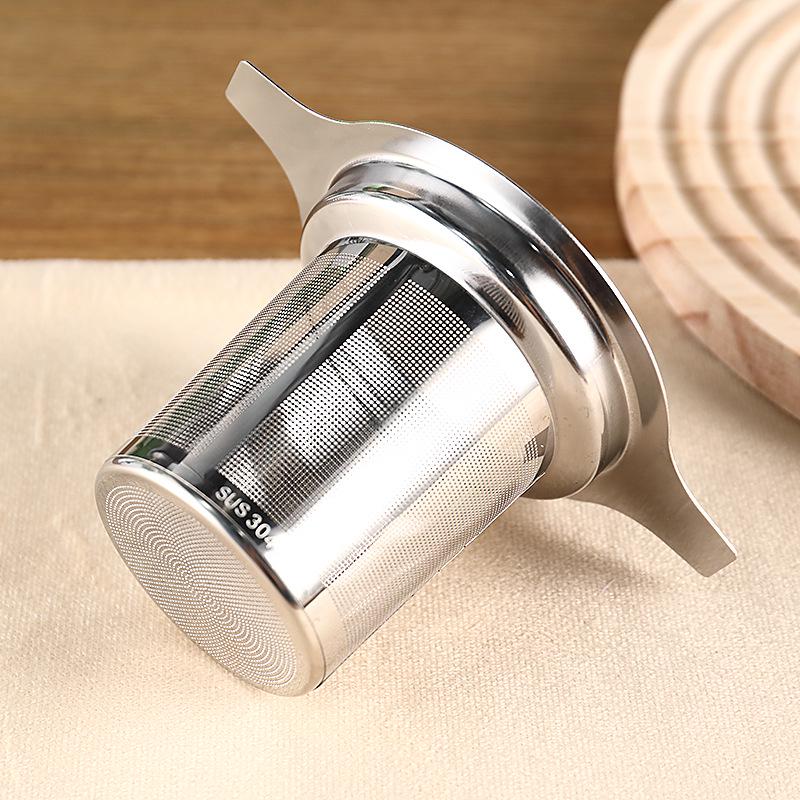304 Stainless Steel Double-Eared Tea and Coffee Strainer with Lid and Mesh Filter