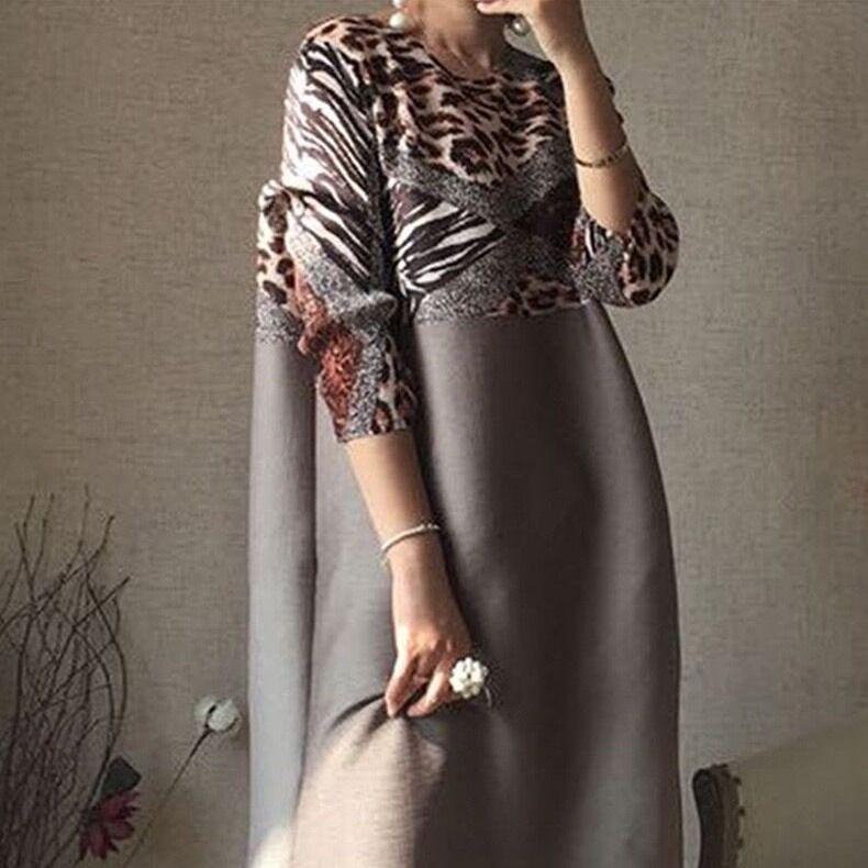 Leopard Print Pleated Dress Women Spring/summer 2022 New Fashion, Simple, Large Size, Thin And Loose