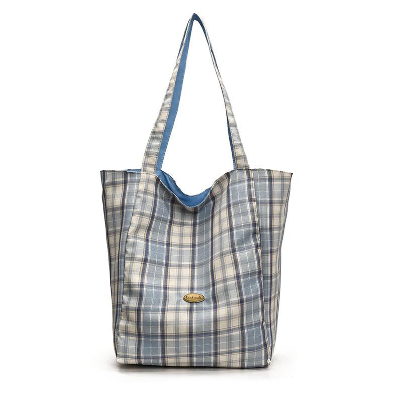 

Студенческая сумка-тоут большой вместимости, сумка через плечо в университетском стиле, литературная клетчатая сумка синий