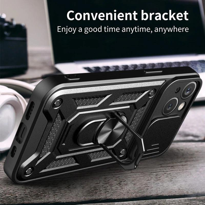 Armor Case for IPhone 15 Pro Max 14 Plus 13 12 Mini 11 X XS Max XR SE 7 8 Plus Cover Ring Magnetic Stand Holder Business Full Protection Cover