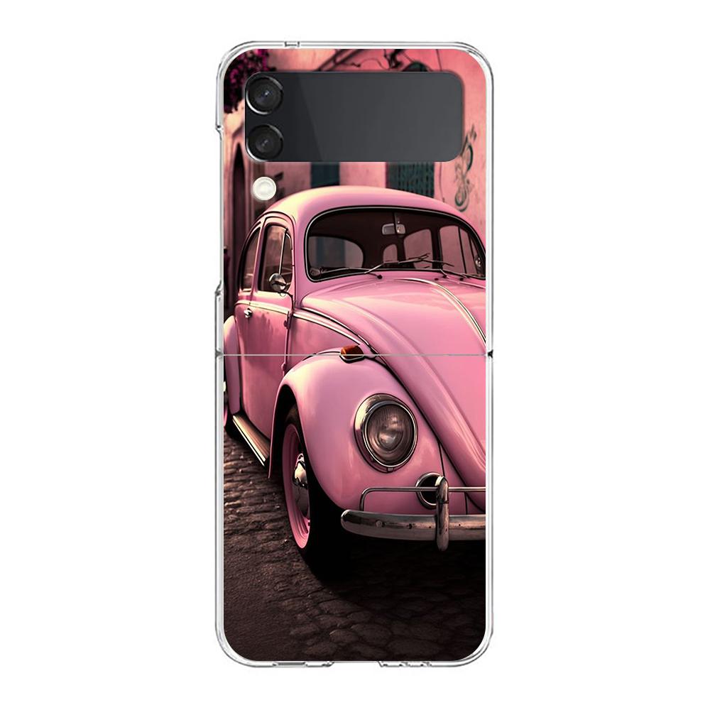 Classic Vintage Old Retro Car Phone Case For Samsung Galaxy Z Flip 3 4 5 Hard Folding Clear PC For Samsung Z Flip 6 Back Cover