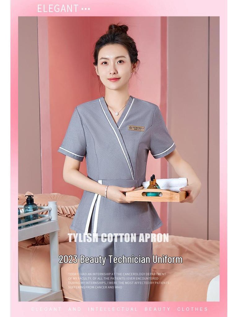 Beautician Short-Sleeve Uniform Set for Spa & Massage Professionals