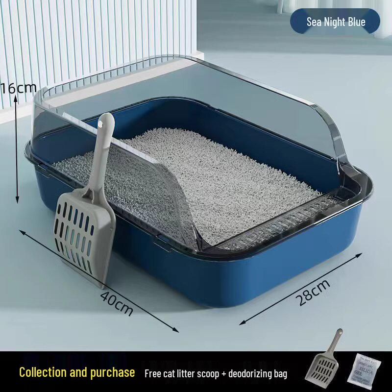 Extra Large Odor-Reducing Semi-Enclosed Anti-Splash Cat Litter Box
