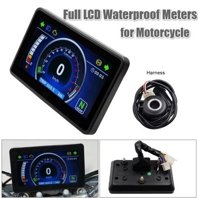 Medidores impermeables LCD completo para motocicleta, tacómetro de conmutación multifunción, indicador de señal, velocímetro