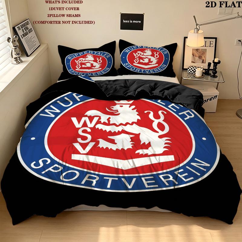 Wuppertaler Sv Bettwäsche Steppdecke Set Bettbezug Kissenbezug Heimdekoration Geburtstagsgeschenk (1 Bettbezug + 2 Kissenbezüge, ohne Füllung)