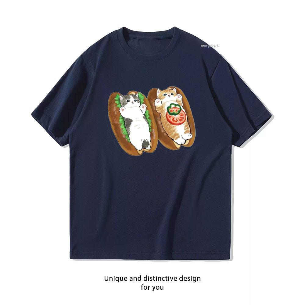 Kawaii Mofusand Sandwich Cat Duo TShirt Woman Man Casual Cotton Graphic T Shirts Creative Streetwear Classic Oneck Shirt