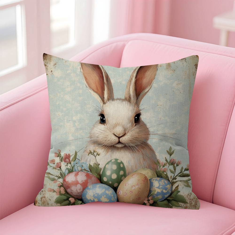 Cushion Cover Pillowcase Upholstery Sofa Throw Pillow Home Decor Pillowcas Easter Bunny Classic