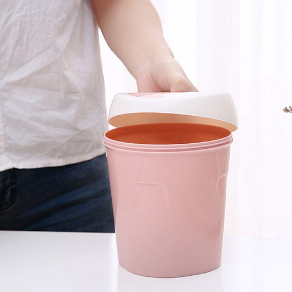 Mini Trash Can Creative Swing Cover Small Rubbish Can Plastic Storage Box Bedroom Bathroom Office Dorms