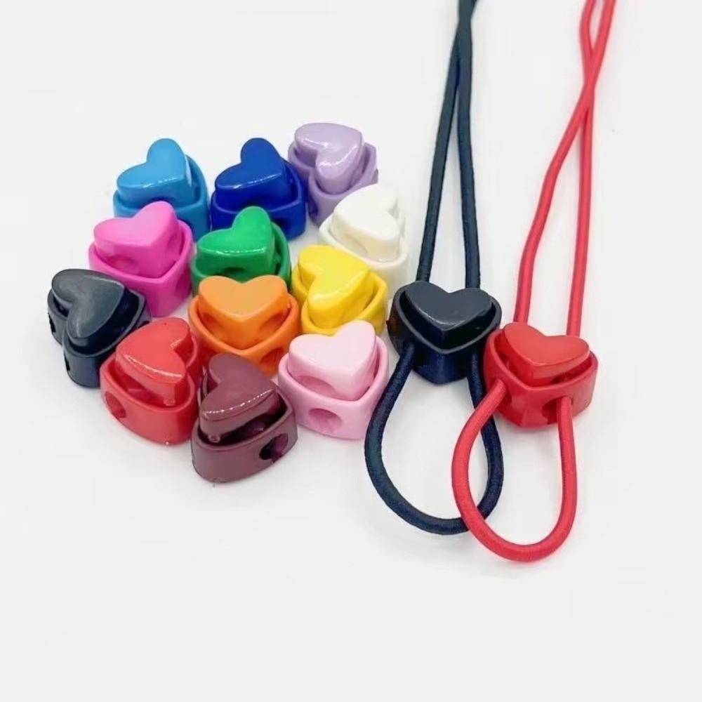 Spring Toggle Needle Protectors Rope Stopper Colorful Knitting Needle Protectors Double Hole Heart-Shaped Stitch Stopper