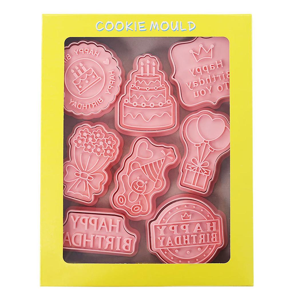 Plastic Cookie Cutters Birthday Series Biscuit Moulds Cookie Moulds Biscuit Cutter Kitchen Baking Accessories for Cookie