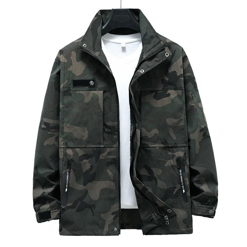 Mens Workwear Set Heavy Duty Durable Mechanic Uniform Breathable Cotton Blend Camouflage Training Suit