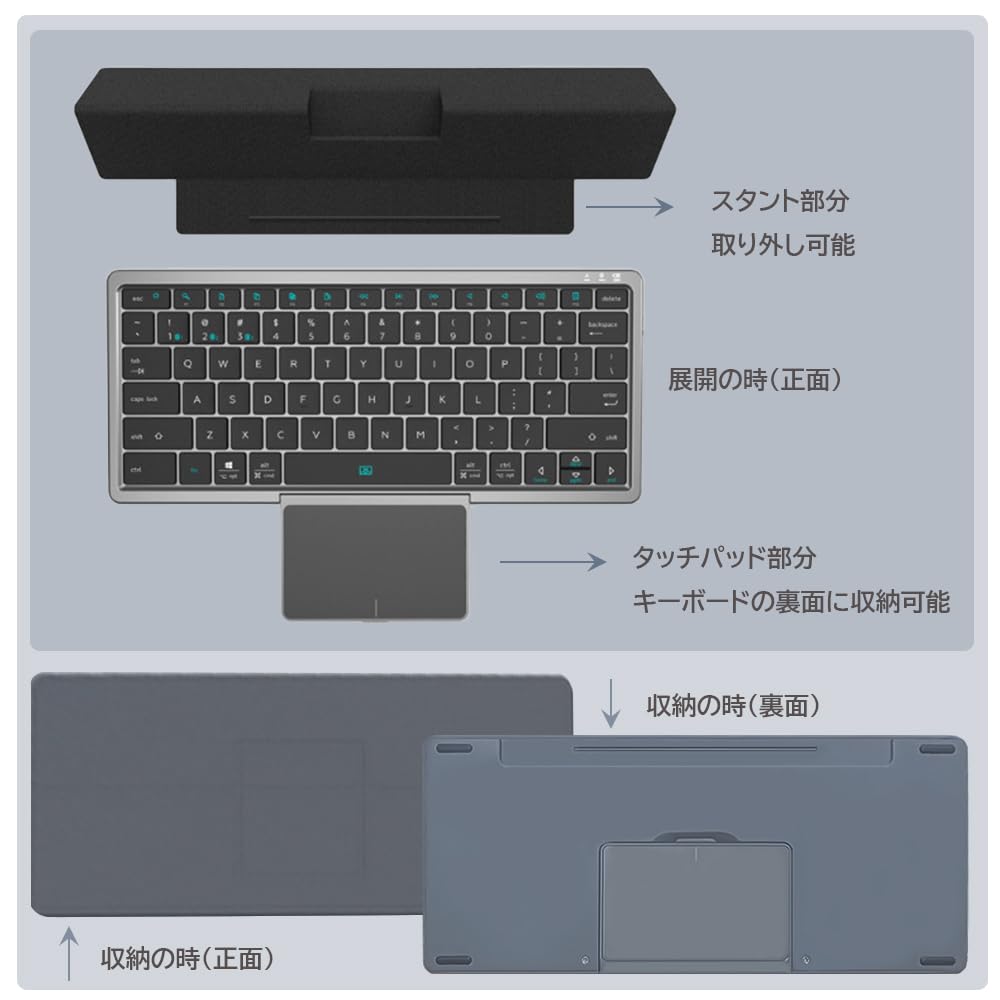 TJK Bluetooth Keyboard, Compact Wireless Keyboard, Compatible with iOSAndroidWindows, US English Layout, Tablet Keyboard with Bluetooth Connection,