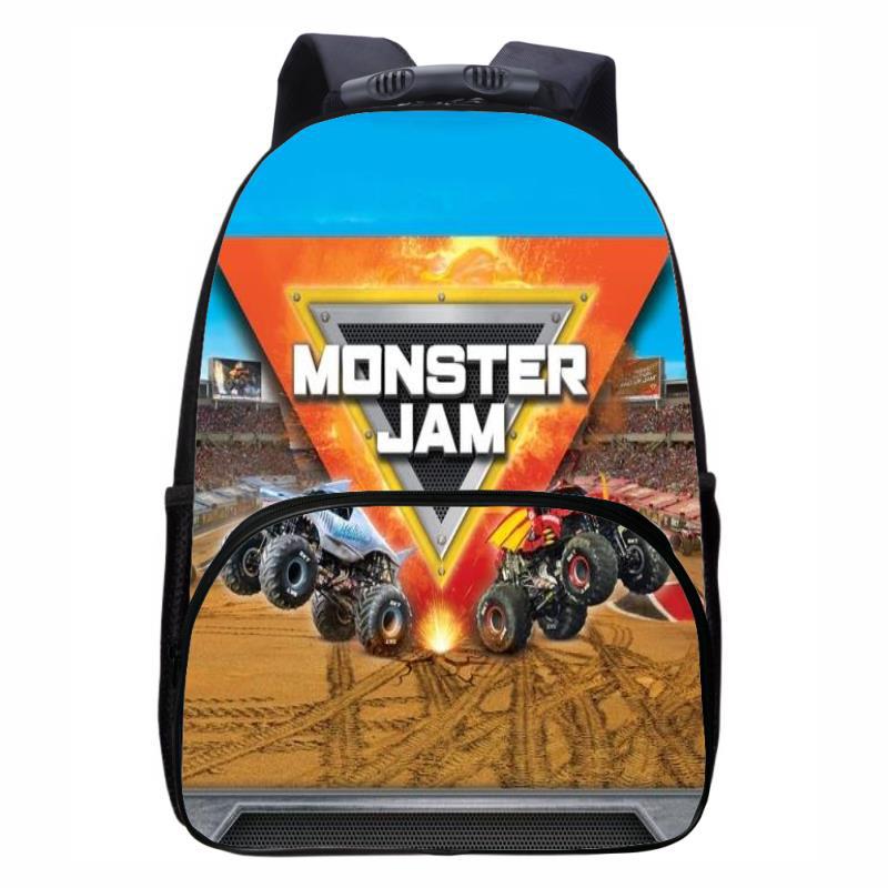 Monster Jam Truck, Round Front Bag Backpack for Primary, Secondary, and High School Students, Male and Female Backpacks