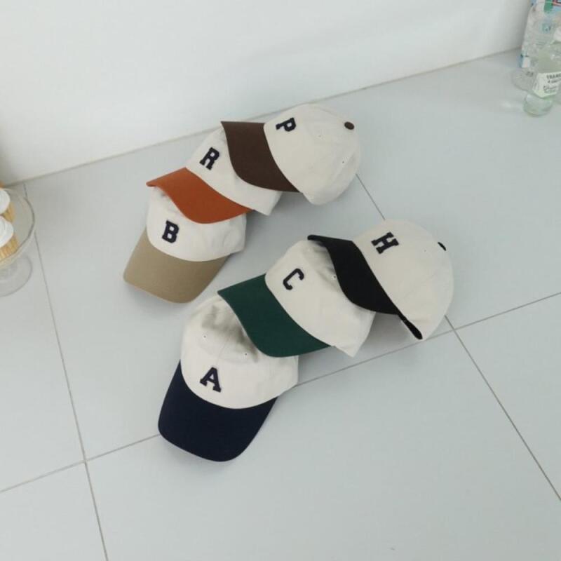 Women s Initial Two-Tone Cotton Color Block Baseball Cap C5359_Beige